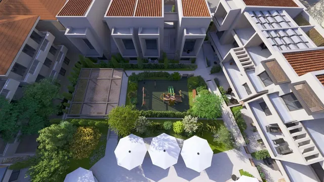 Courtyard with garden at the Orphia holiday complex